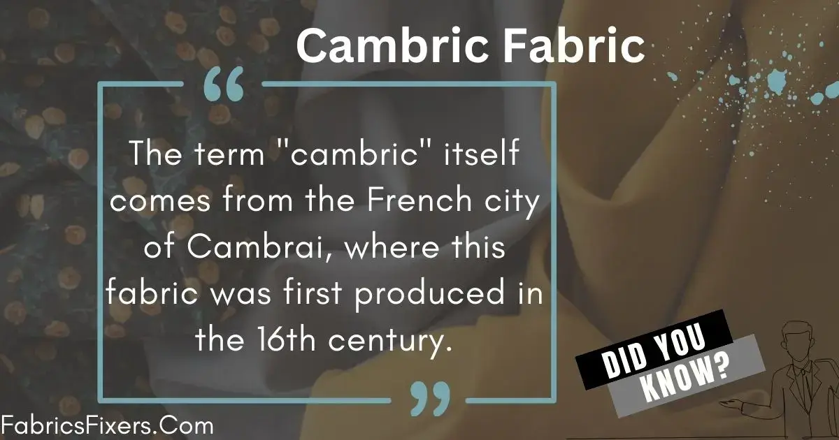 An encyclopedia of Cambric Fabric : it's uses, History And More
